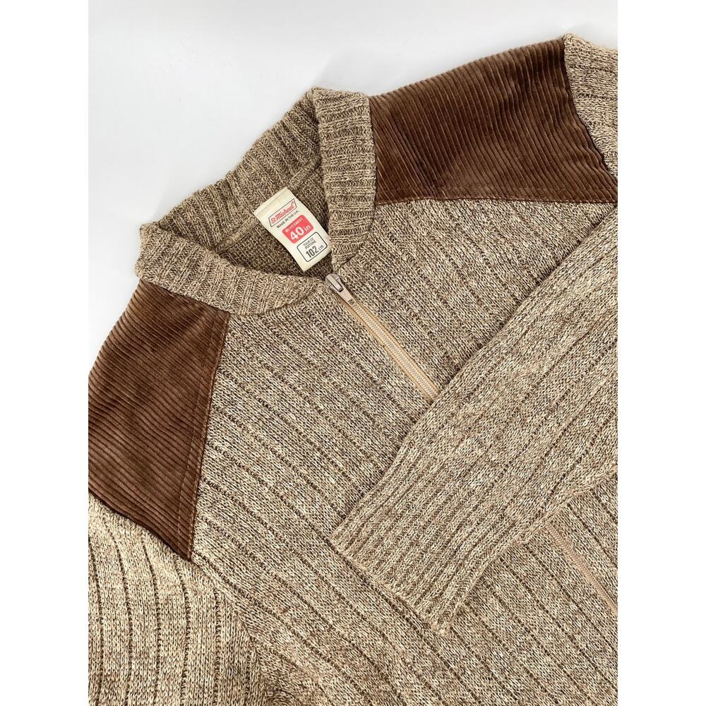 VNTG St Michael Sweater/Cardigan Men’s M (40”) Full Zip Brown Corduroy Shoulder